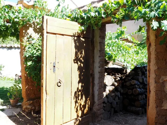Puerta rústica junto a la leñera